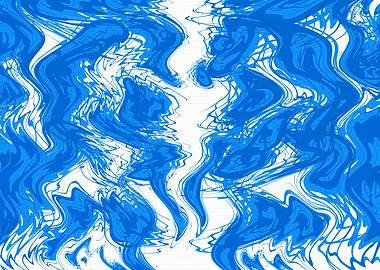 Abstract Blue and White Swirls 12R