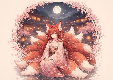 Moonlit Sakura Kitsune Princess