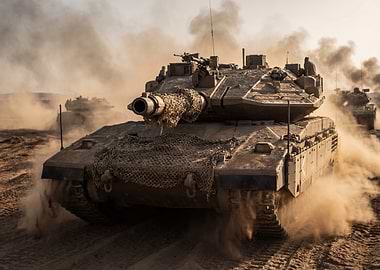 Military Tank in Desert Environment