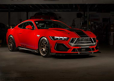 Red Shelby Mustang in Garage