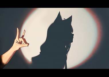 Anime Girl Shadow Puppet Art