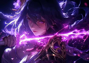Anime Girl with Glowing Sword