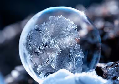 Frozen Bubble with Ice Crystals