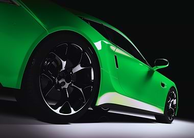 Green Sports Car Close-Up
