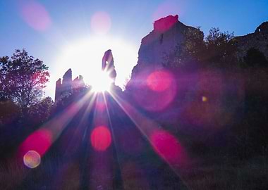 Photography of a Sunset over the Ruins of Queen Jeanne's Castle in Provence, France