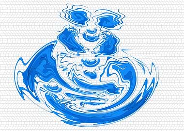 Abstract Blue Figure on White Background 1S