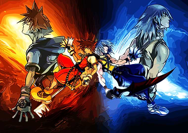 Kingdom Hearts characters Sora and Aqua