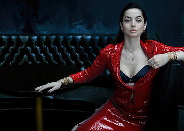 Ana de Armas in Red Sequin Outfit