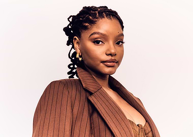 Halle Bailey Portrait in Brown Suit