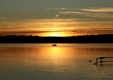 Sunset Kayak Ride on Calm Lake