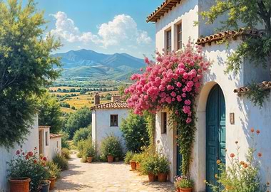 Charming Mediterranean Village Scene