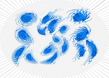 Abstract Blue Swirls on White Background 3E