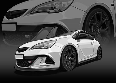 White Vauxhall Astra VXR Car Illustration