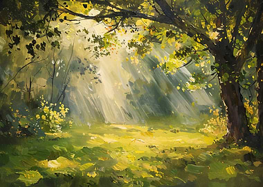 Sunlit Forest Glade Painting