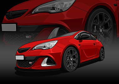 Red Vauxhall Astra VXR Illustration