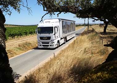 White MAN Truck on Rural Road