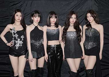 Five Women in Black Outfits LE SSERAFIM