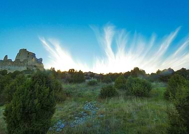 Photography of Castle Ruins Landscape with Cloudy Sky in the Alpilles in Provence in France