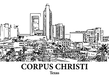 Corpus Christi Texas Skyline Drawing