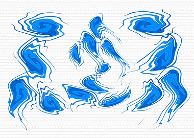 Abstract Blue Fluid Shapes on White 5F