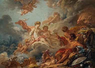 François Boucher – Vulcan Presenting Arms to Venus for Aeneas (1756)