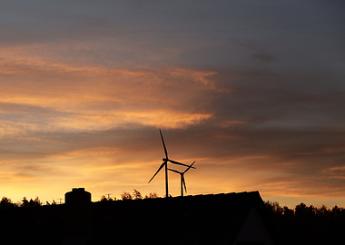 Wind Turbines Silhouette at Sunset