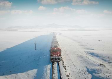 Train in Winter Landscape