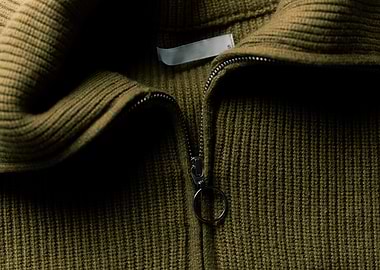 Olive Green Knitted Zipper Sweater Detail