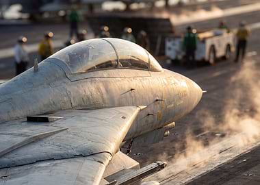 Fighter Jet on Aircraft Carrier Deck