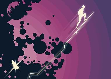 Man Climbing Ladder to the Stars