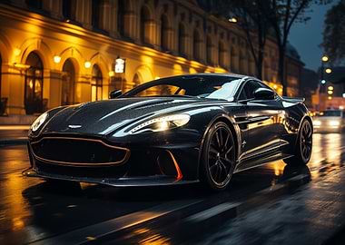 Black Sports Car at Night