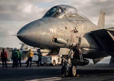 F-14 Tomcat on Aircraft Carrier Deck