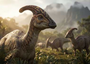 Parasaurolophus Herd in Lush Environment