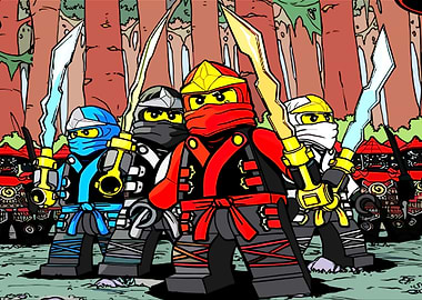 Lego Ninjago Team in Forest