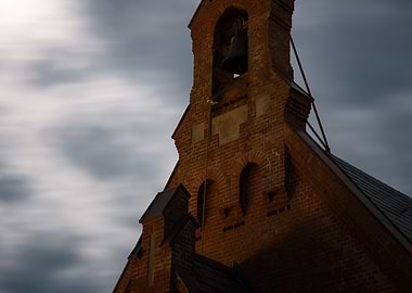 Old Amrum church in a full moon night - German North sea