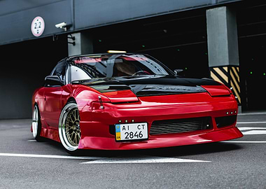 Red and Black Modified Car