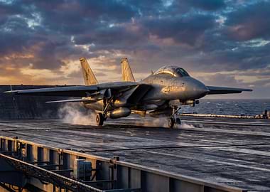 F-14 Tomcat Landing on Aircraft Carrier