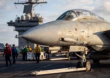 F-14 Tomcat on Aircraft Carrier Deck