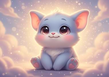 Cute Cartoon Animal in Dreamy Setting