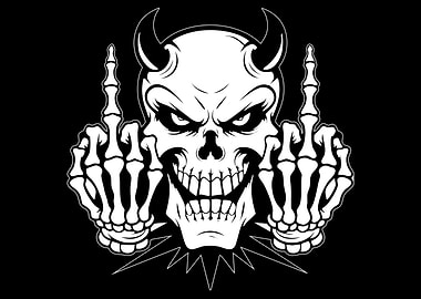 Devil Skull Giving the Finger
