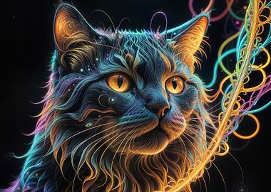 Neon Cat Portrait