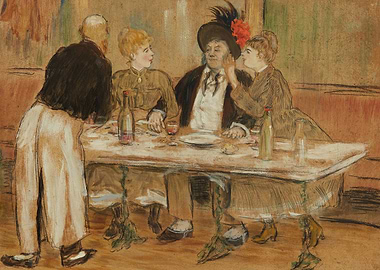 Cafe Scene with Figures