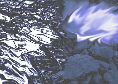 Abstract Blue Water and Rocks