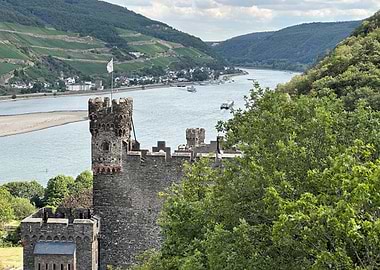 Medieval Castle Overlooking River Landscape (Rheinfels Castle)