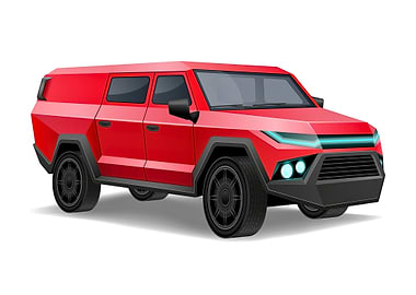 Red Car Futuristic Armored Vehicle Illustration