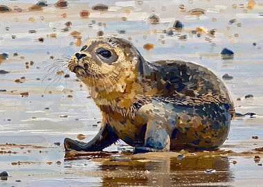 Seal Pup on the Beach Painting