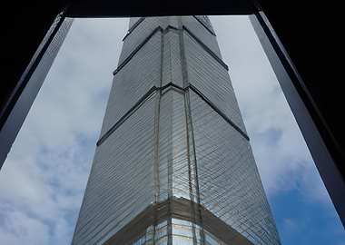 Skyscraper view from inside a building