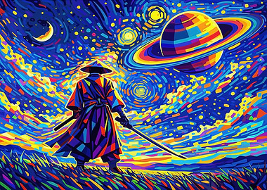 Samurai in Space: Starry Night Homage