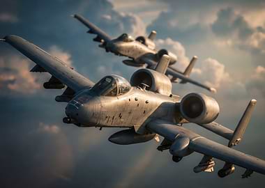 Two A-10 Thunderbolt II in Flight