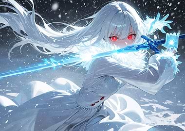 Anime Girl with Ice Sword